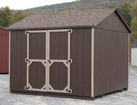 10x10 Madison Series (Economy Line) Peak Style Storage Shed with Dark Brown Siding