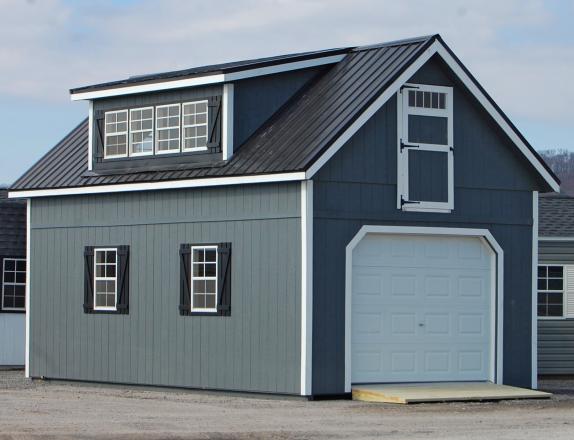 14x24 Two-Story Cape Cod Garage Building With Electrical Package, Roof Dormer, and Metal Roof