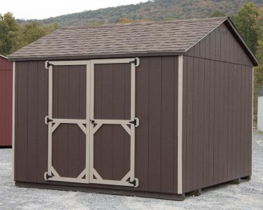 10x10 Madison Series (Economy Line) Peak Style Storage Shed with Dark Brown Siding