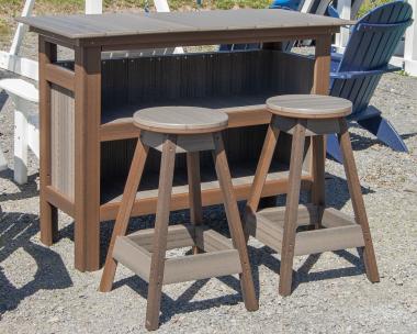 Poly Bar and Bar Stools in woodgrain color premium poly lumber