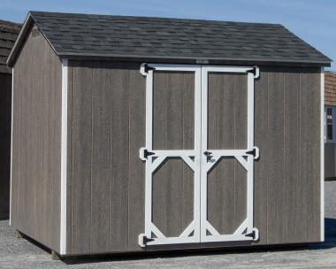 8x10 Madison Series (Economy Line) Peak Style Storage Shed with Driftwood Grey LP Siding and White Trim