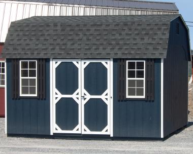 10x14 Dutch Barn Style Storage Shed with Midnight Blue LP Smart Siding