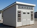 10x12 Lean To Studio Storage Shed with Grey Vinyl Siding and Black Trim Around The Windows