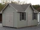 10x16 Victorian Deluxe Style Storage Shed with Meadow Green Vinyl Siding