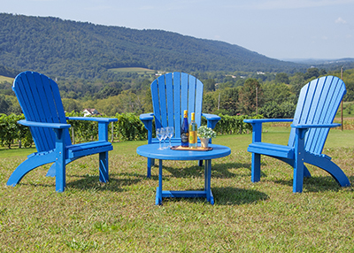 Blue Adirondack chairs