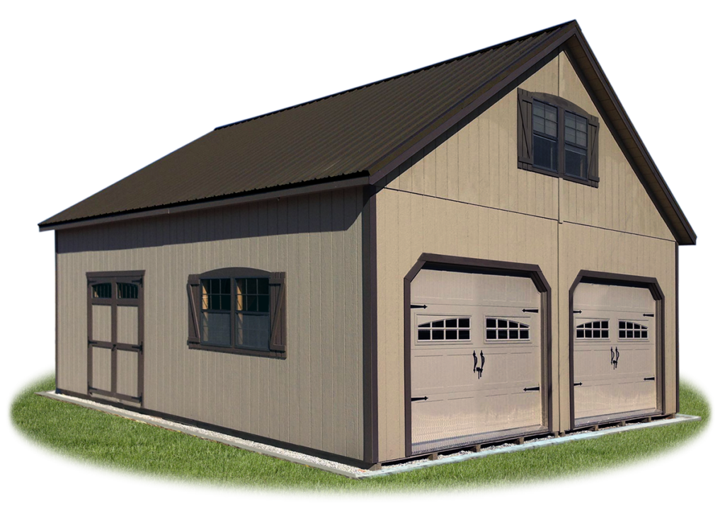 Amish-built two-car garage with LP SmartSide siding on a Maryland property