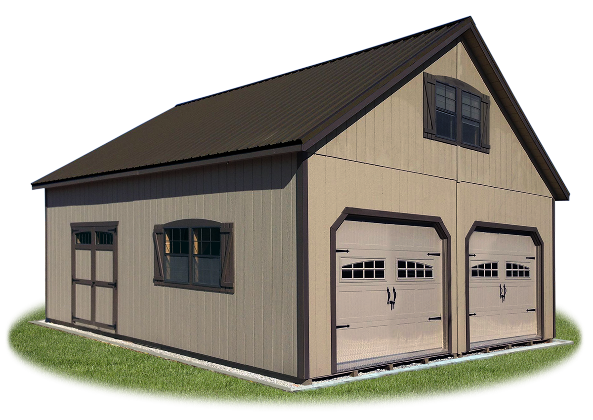 Amish-built two-car garage with LP SmartSide siding on a Maryland property